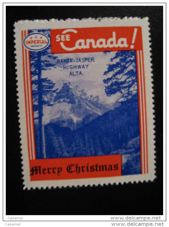 Banff Jasper Highway Alta Toronto IMPERIAL Oil Touring Road Map Poster Stamp Label Vignette Viñeta CANADA - Vignette Locali E Private