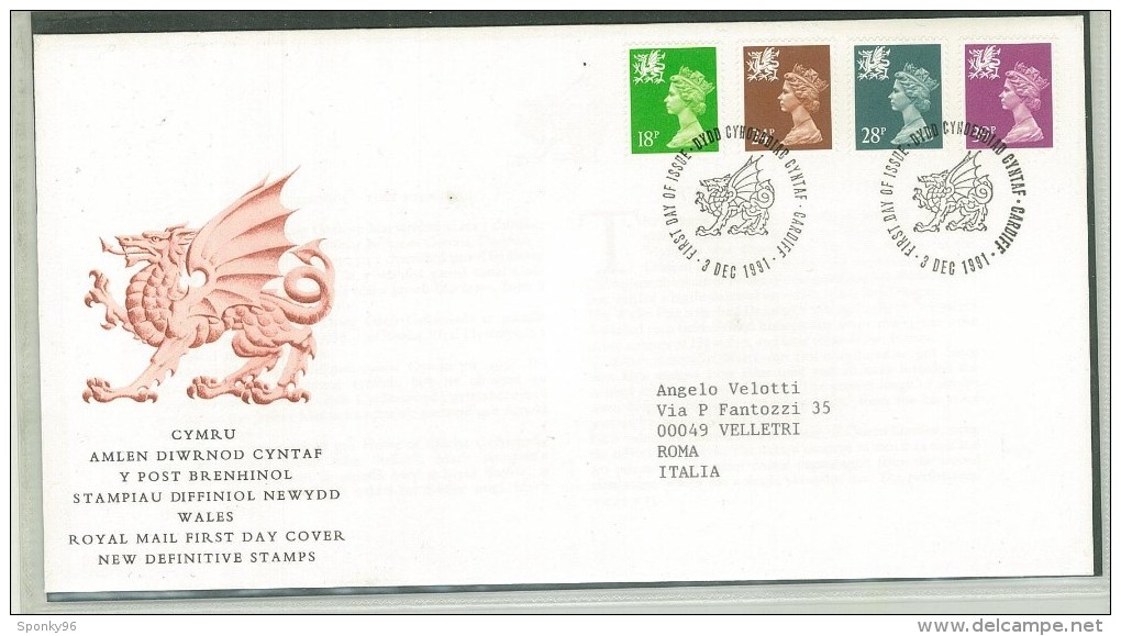 FDC WALES - GALLES - ANNO 1991 - ROYAL MAIL -  DYDD CYHOEDDIAD CYNTAF - CARDIFF - - 1981-1990 Decimal Issues