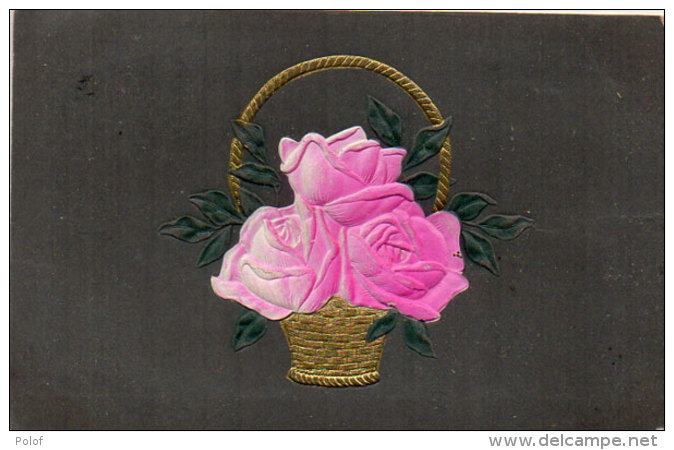 Fantaisie Gaufrée (Relief)  Rehaussée Or -  Panier Fr   Fleurs  -  Art Nouveau    (86771) - Autres & Non Classés