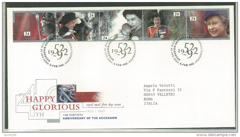 FDC SCOTLAND - SCOZIA -  ANNO 1992 - ROYAL MAIL - EDINBURGH - HAPPY GLORIOUS - THE FORTIETH ANNIVERSARY OF THE ACCESSION - 1991-2000 Decimal Issues