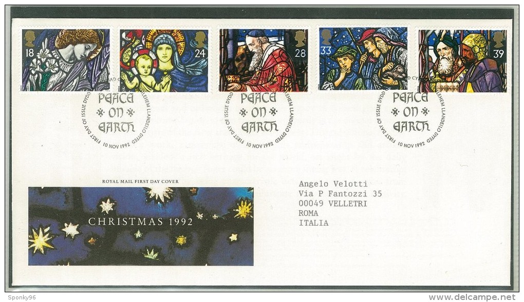 FDC GRAN BRETAGNA - GREAT BRITAIN - ANNO 1992 - ROYAL MAIL - CHRISTMAS 1992 - CYKNTAF BUTHLEHEM LLANDEILO DYFED - - 1991-2000 Decimal Issues