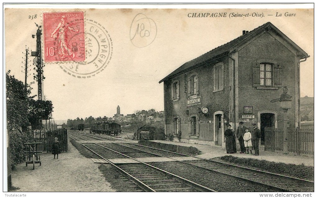 CPA 95 CHAMPAGNE LA GARE 1908 - Champagne Sur Oise