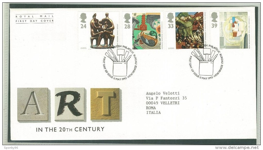 FDC GRAN BRETAGNA - GREAT BRITAIN - ANNO 1993 - ROYAL MAIL - ART IN THE 20th CENTURY - EDINBURGH - - 1991-2000 Decimal Issues