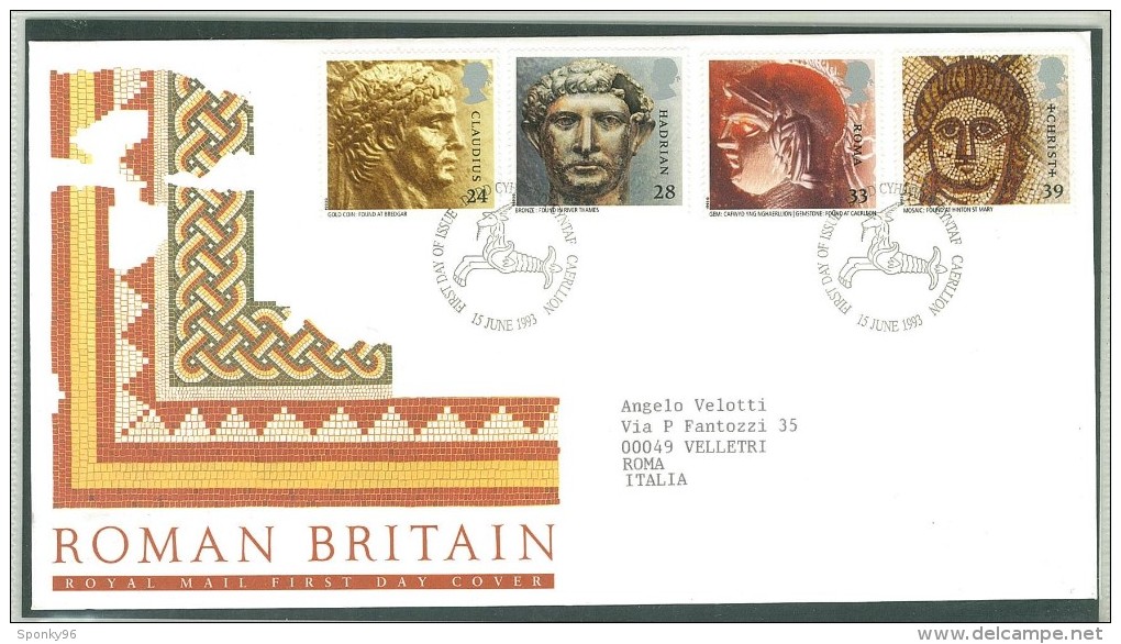 FDC GRAN BRETAGNA - GREAT BRITAIN - ANNO 1993 - ROYAL MAIL - ROMAN BRITAIN - CHRIST - ROMA - HADRIAN-CLAUDIUS- CAERLLION - 1991-2000 Decimal Issues