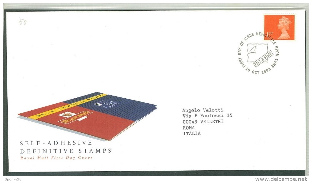 FDC GRAN BRETAGNA - GREAT BRITAIN - ANNO 1993 - ROYAL MAIL - SELF - ADHESIVE - DEFINITIVE STAMPS - NEWCASTLE UPON TYNE - - 1991-2000 Decimal Issues