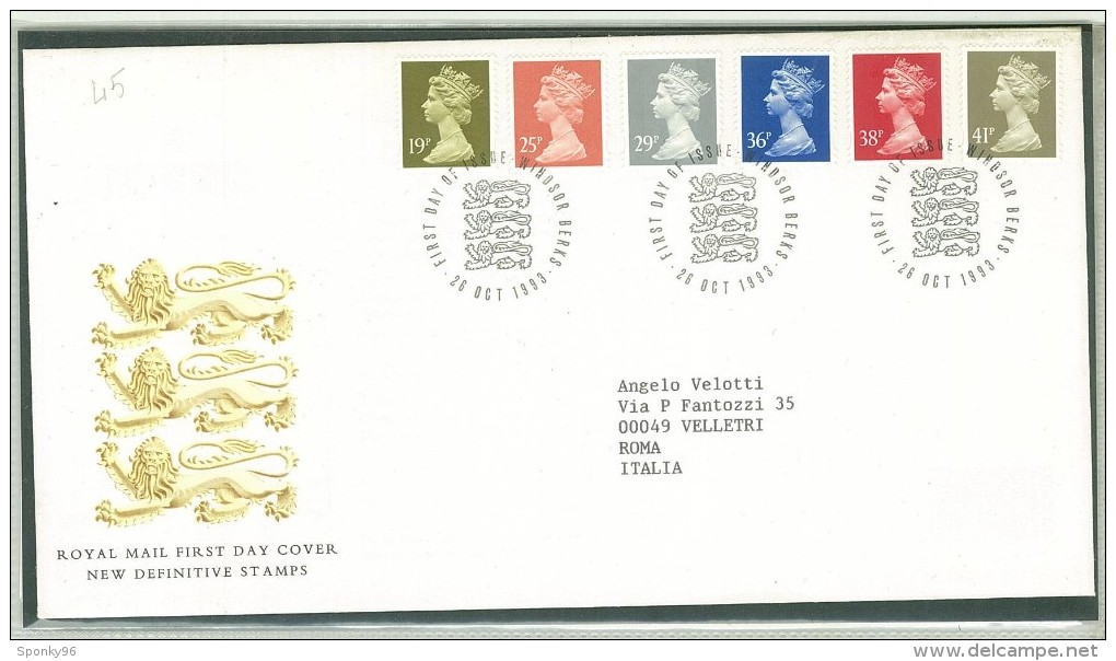 FDC GRAN BRETAGNA - GREAT BRITAIN - ANNO 1993 - ROYAL MAIL - NEW DEFINITIVE STAMPS - WINDSOR BERKS - - 1991-2000 Decimal Issues