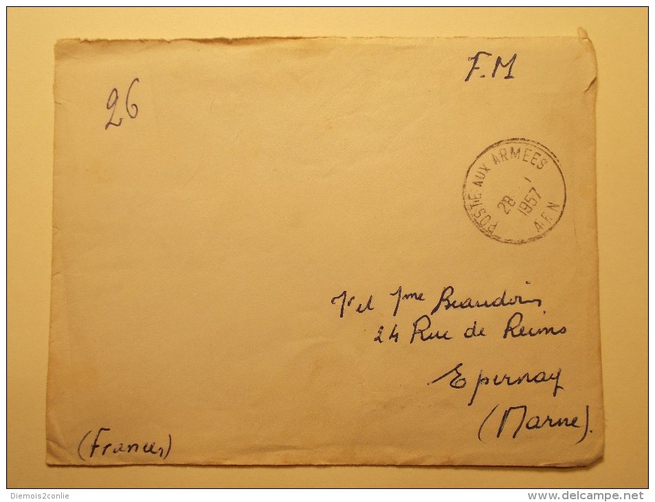 Marcophilie - Lettre Enveloppe Cachet Oblitération Timbres - FRANCE - Cachet Militaire AFN 1957 (295) - Algerienkrieg