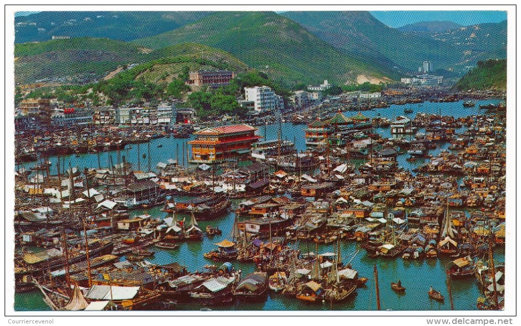 CPSM - CHINE - HongKong - Bird's Eye Viewof Aberdeen, Hong Kong With Floating Seafond Restaurants... - China (Hong Kong)