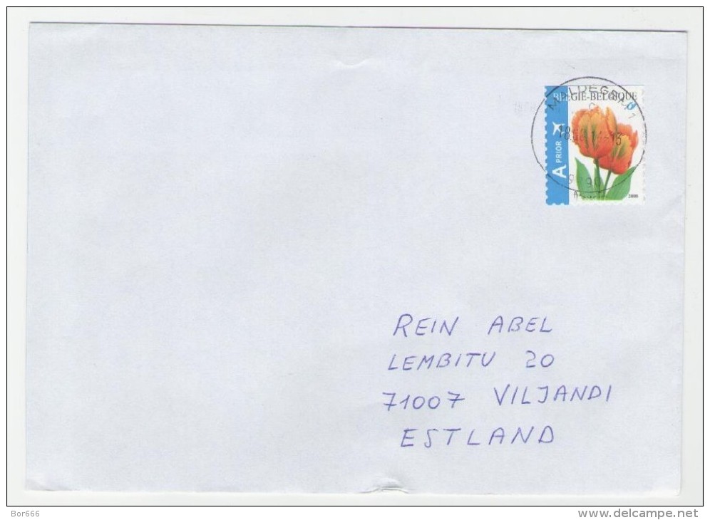 GOOD BELGIUM Postal Cover To ESTONIA 2014 - Good Stamped: Flowers - Covers & Documents