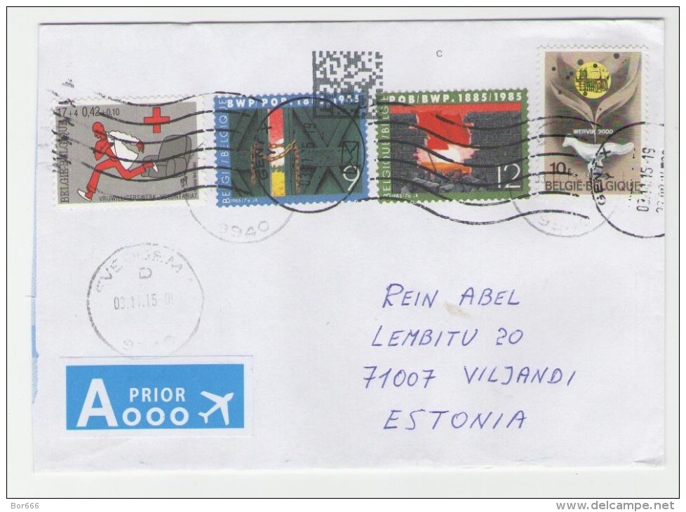 GOOD BELGIUM Postal Cover To ESTONIA 2015 - Good Stamped: Pob/bwp ; Red Cross - Covers & Documents