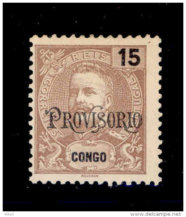 ! ! Congo - 1902 King Carlos 15 R OVP "Provisorio" - Af. 42 - No Gum - Portugiesisch-Kongo