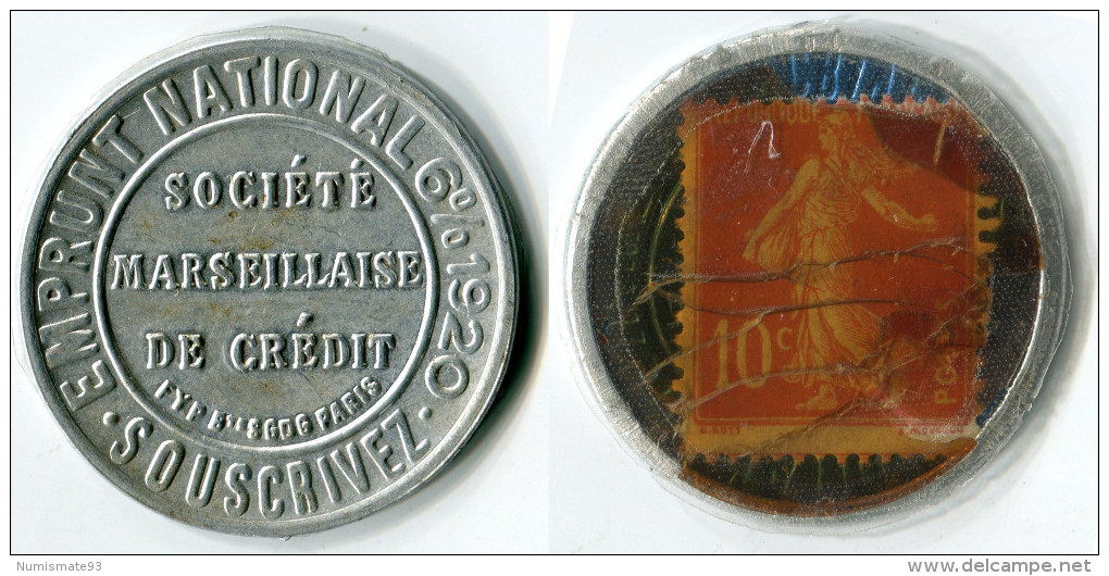 N93-0372 - Timbre-monnaie Société Marseillaise De Crédit Type 2 - 10 Centimes - Kapselgeld - Encased Postage - Monétaires / De Nécessité