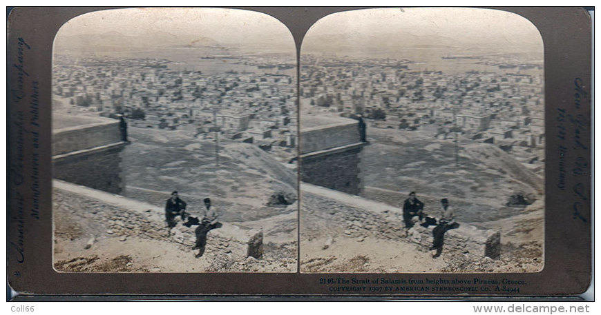 1907 Lot De 3 Photos Stéréos Sur Carton Route Jaffa Jerusalem Et Golden Gate Israël Et Salamis Chypre Grece Ancienne - Photos Stéréoscopiques