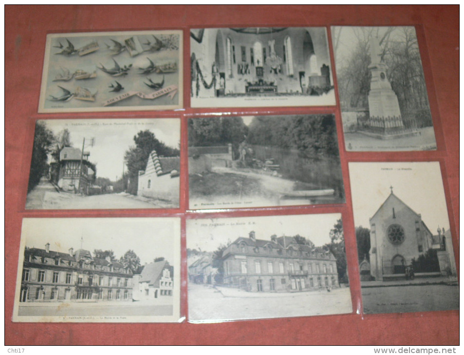 PARMAIN   1910  LOT DE 8 CPA  GRUSS  / RUE MARECHAL FOCH /  LAVOIR /  MAIRIE / CHAPELLE  CIRC OUI  EDIT - Parmain