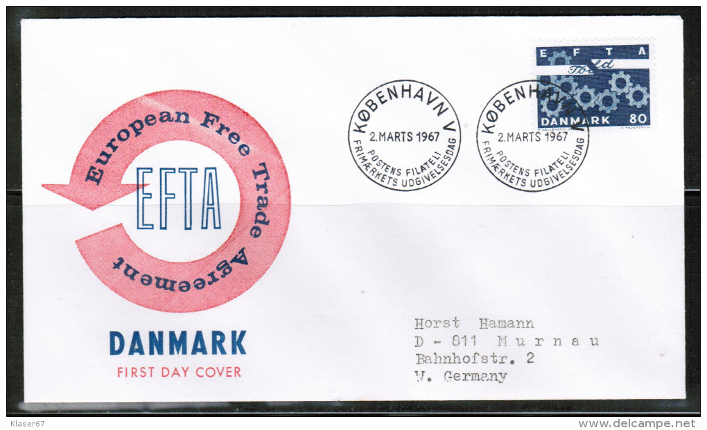 EUROPEAN IDEAS 1967 DK MI 450 X FDC EFTA USED DENMARK - European Ideas