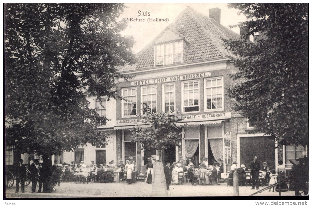 HOTEL THOF VAN BRUSSEL, SLUIS, NETHERLANDS ~ RESTAURANT ~ HIGHLY ANIMATED ADVERTISING CARD - Sluis