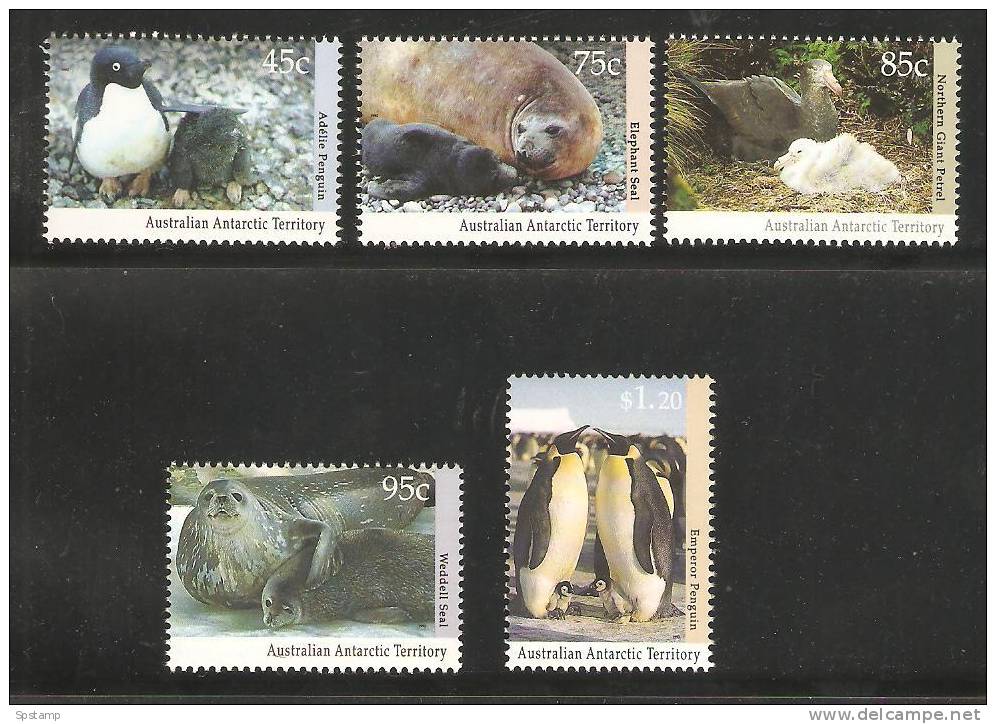 Australian Antarctic Territory 1992 Wildlife Series I Set Of 5 MNH Seal & Penguin & Petrel Bird - Unused Stamps