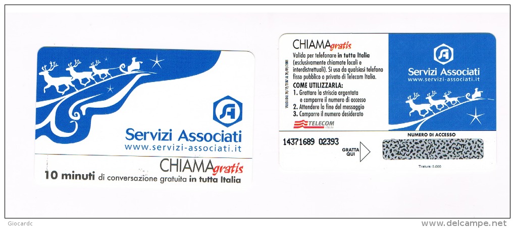 CHIAMAGRATIS -  SERVIZI ASSOCIATI: SLITTA  (TIR.5000)      -  NUOVA   (RIF.CP) - Schede GSM, Prepagate & Ricariche