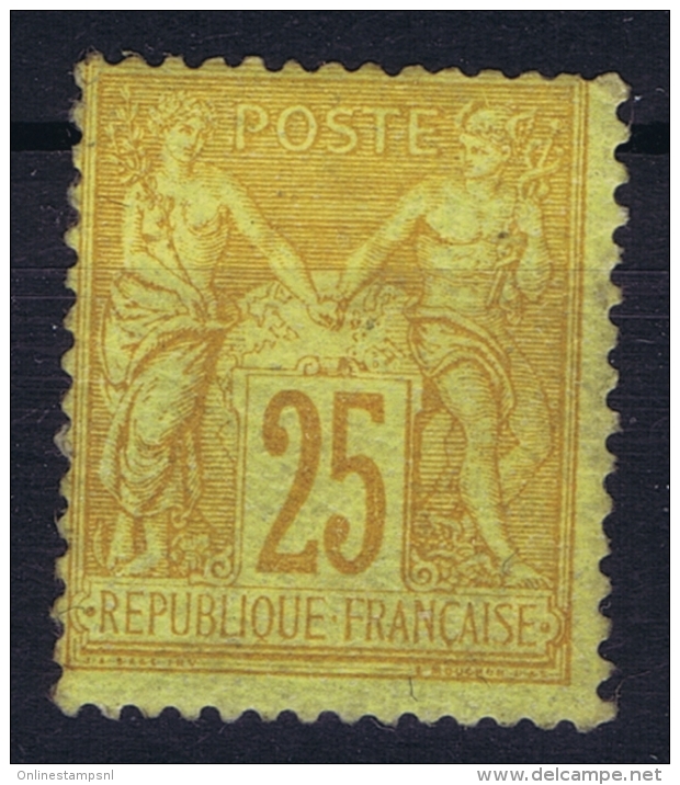 France: Yv Nr  92 Type II  MH/* Falz/ Charniere   Some Paper On Back - 1876-1898 Sage (Type II)