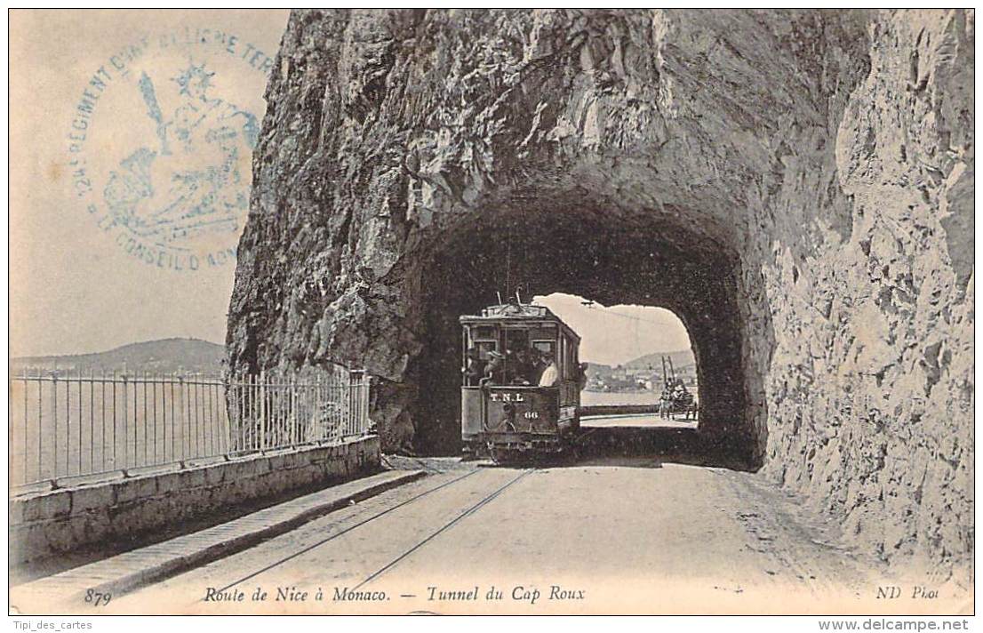 06 - Route De Monaco à Nice - Tunnel Du Cap ROux (tramway) (tampon 124e Régiment D'Infanterie De Ligne) - Altri & Non Classificati