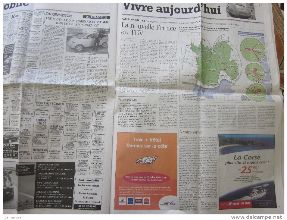 THEME:TRAIN A GRANDE VITESSE TGV " JOURNAL"LE FIGARO  " DU 19 JUIN 2001 CHEMIN DE FER FRANCAIS LA LIGNE EN F - 1950 - Nu