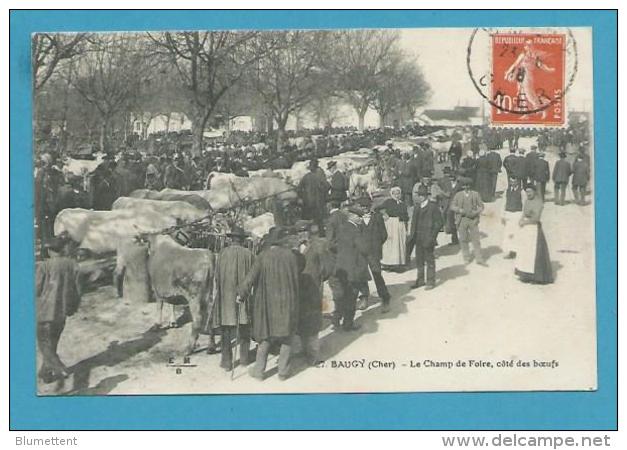 CPA - Métier Maquignons Le Champ De Foire Marché Aux Bestiaux Bovins Boeufs BAUGY 18 - Baugy