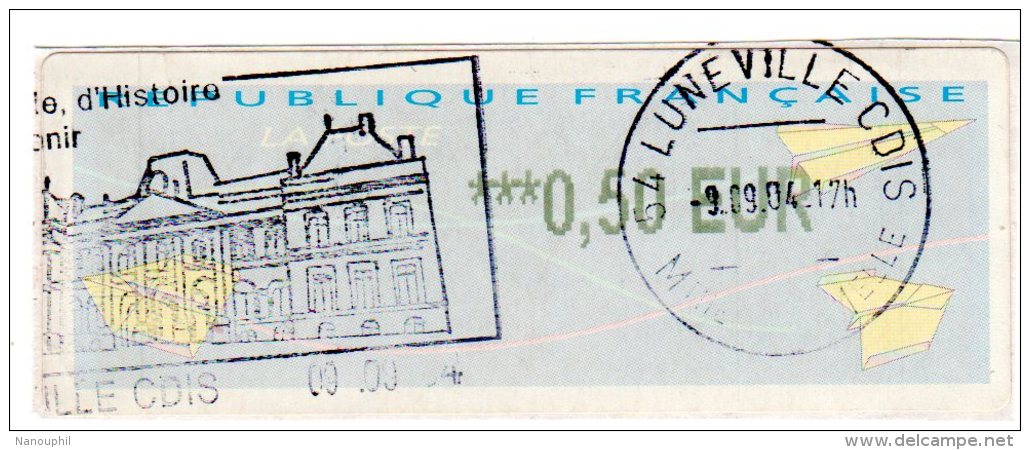 VIGNETTE LISA       "   LUNEVILLE  "          0.50 Euro    (sur Fragment) - 2000 Type « Avions En Papier »