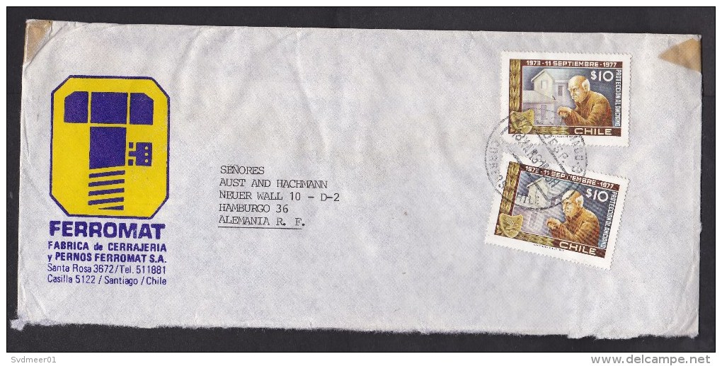 Chile: Cover To Germany, 1981, 2 Stamps, Protection Of Elderly People (discolouring Tape) - Chili