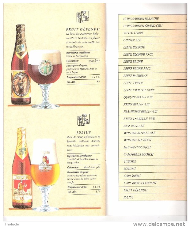 Carte Des Bières-Carnet-tarif De Bières-beer-Hoegaarden-Leffe-Gueuze-Ginder-Ale....voir Liste 16p- 25x12 Cm-Très Rare - Andere & Zonder Classificatie