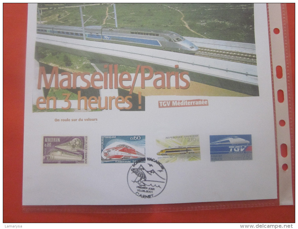 THEME:TRAIN A GRANDE VITESSE TGV TRANSPORTS CHEMIN DE FER FRANCAIS MARSEILLE SAINT CHARLES BLOC FEUILLET 1 TIMBRE - Afgestempeld