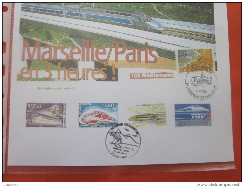 THEME:TRAIN A GRANDE VITESSE TGV TRANSPORTS CHEMIN DE FER FRANCAIS MARSEILLE SAINT CHARLES BLOC FEUILLET 1 TIMBRE - Afgestempeld