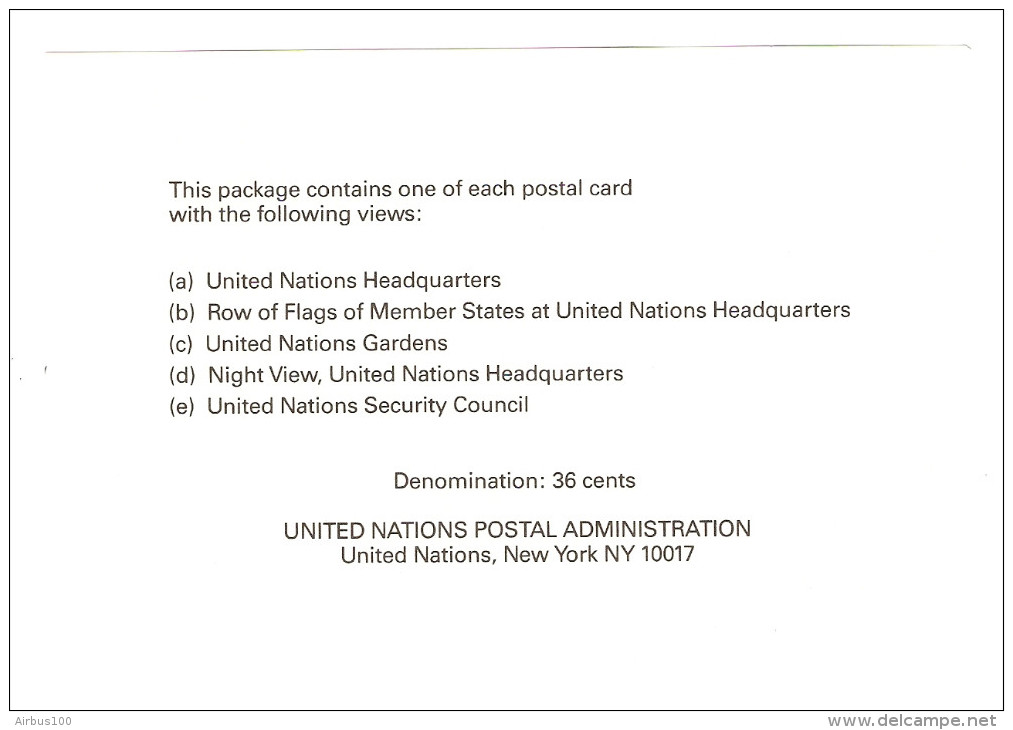 LOT DE 5 CARTES MAXIMUM 1989 ONU NEW YORK UNITED NATIONS - 36 cents - NEUVES - TOUTES SCANNÉES - VOIR DESCRIPTION