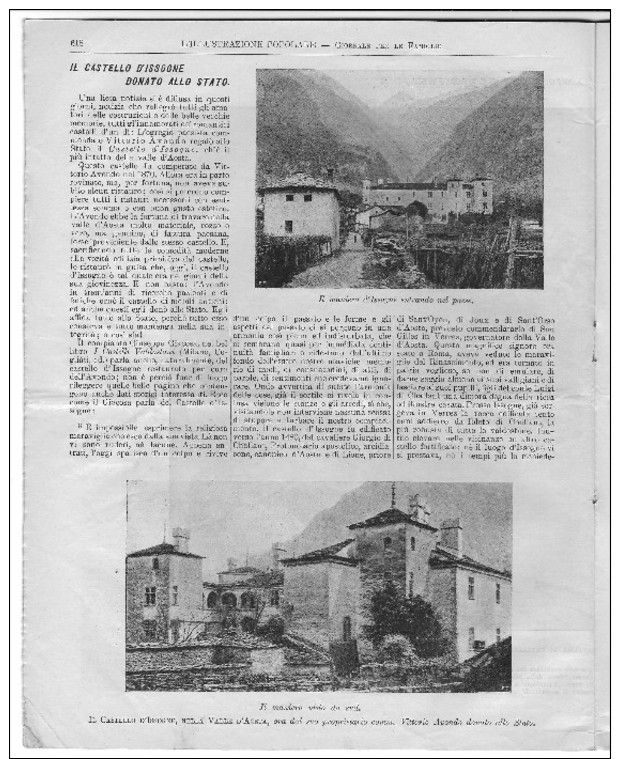 Rivista Del 1907  Articolo E Belle Fotoincisioni Di ISSOGNE Valle D'Aosta - Altri & Non Classificati