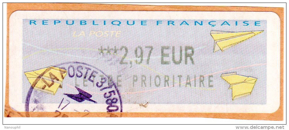 VIGNETTE LISA         LETTRE PRIORITAIRE       2.97  Euros     (sur Fragment) - 2000 Type « Avions En Papier »