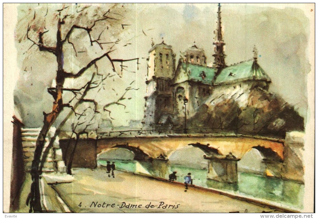 Carte Postale - Lot De 2  -  Collection Aqua Pictura - PARIS N° 4 Notre-Dame De Paris,n° 8 Quai De La Tournelle - Autres & Non Classés