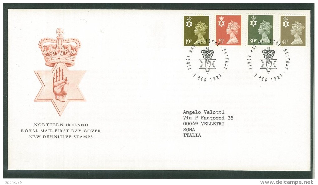 FDC IRELAND - IRLANDA - ROYAL MAIL - ANNO 1993 - BELFAST - NORTHERN IRELAND - NEW DEFINITIVE STAMPS - - 1991-2000 Decimal Issues