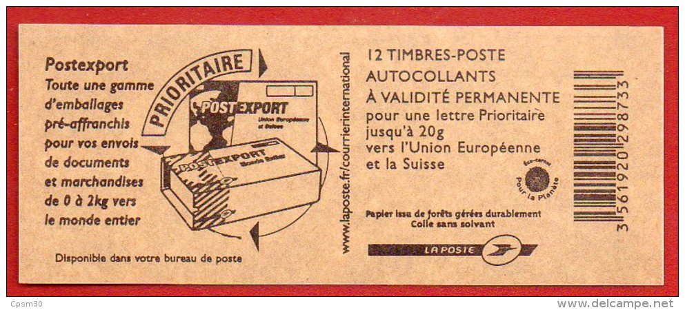 Timbres - Carnet  - Export Daté 13-01-10 Bleu Marianne De Beaujard - Sans Valeur - Faciale 12 € - Other & Unclassified