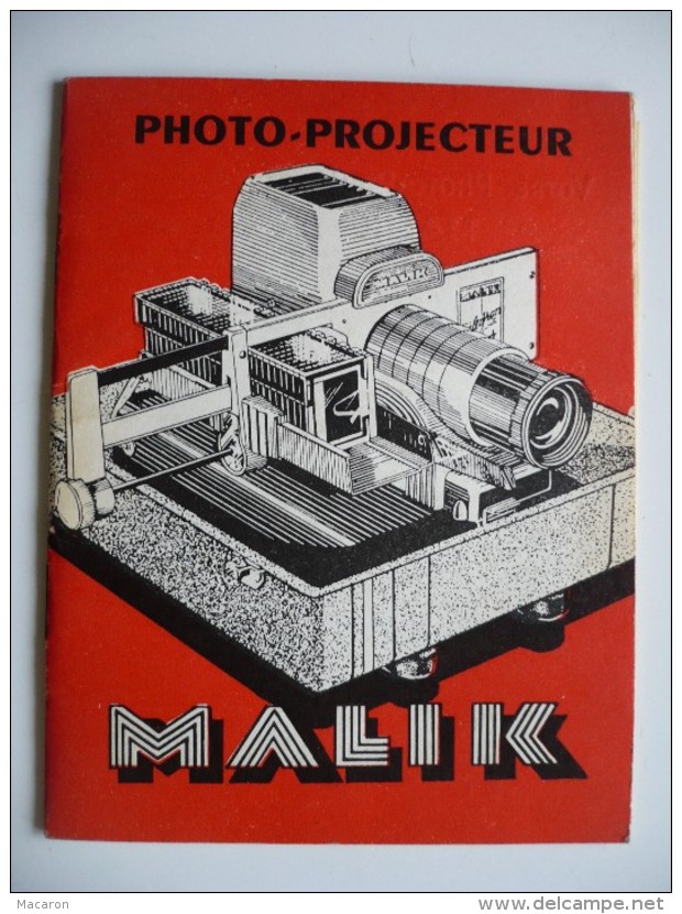 NOTICE PROJECTEUR Diapositives MALIK Avec Bon De Garantie. Années 50-60. 16 Pages 10x13,5 Cm. TRES BON ETAT - Filmkameras - Filmprojektoren