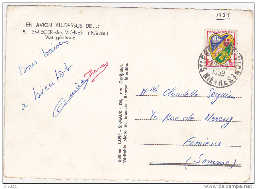 58 - EN AVION AU-DESSUS DE...St-LEGER-des-VIGNES (Nièvre) - Vue Générale - 1959 - Autres & Non Classés