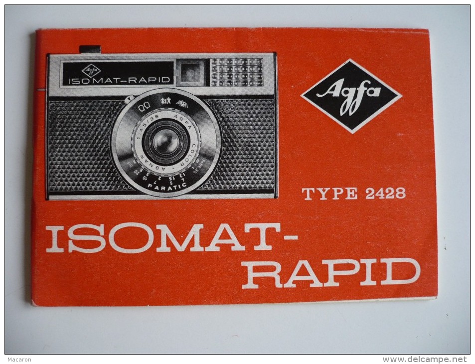 NOTICE Appareil PHOTO AGFA ISOMAT RAPID Type 2428. 50 Pages, 11x8 Cm . TRES BON ETAT.  AGFA-GEVAERT. Made In Germany - Fototoestellen