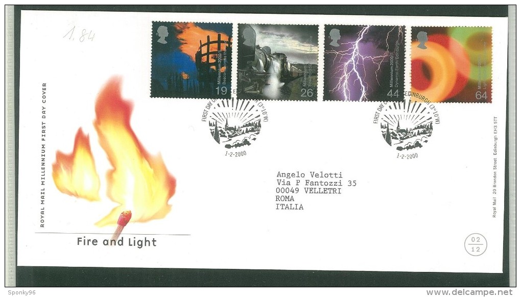 FDC GRAN SCOTLAND - SCOZIA - ROYAL MAIL- ANNO 2000 - FIRE AND LIGHT - FUOCO E LUCE - EDUNBURGH -EDIMBURGO - - 1991-2000 Decimal Issues