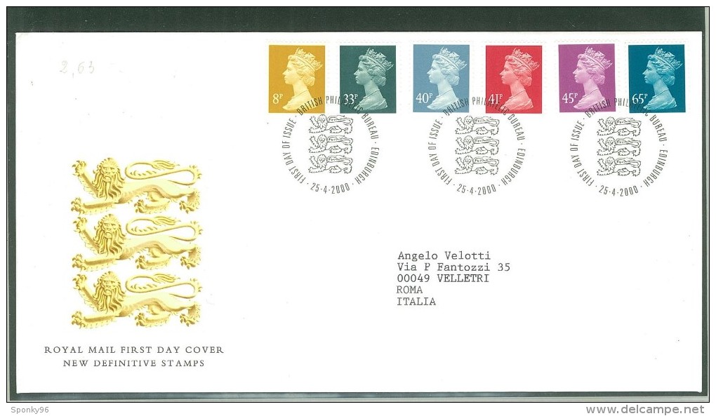 FDC SCOTLAND - SCOZIA - ROYAL MAIL- ANNO 2000 - NEW DEFINITIVE STAMPS - EDINBURGH - EDIMBURGO - - 1991-2000 Decimal Issues