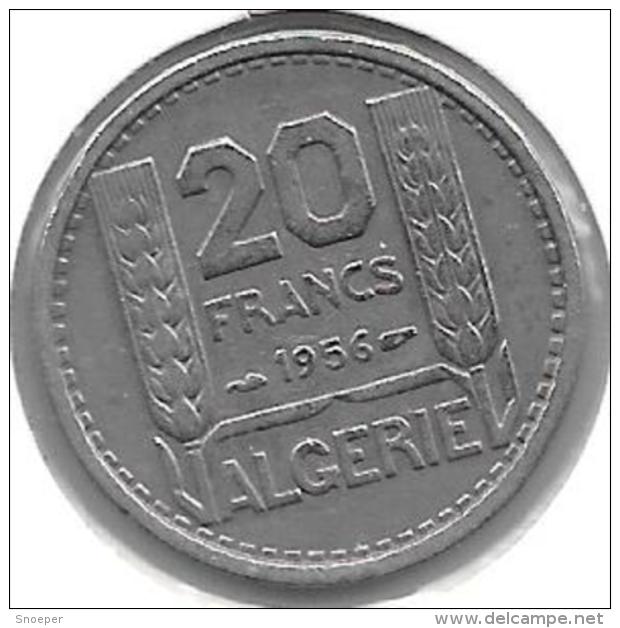 *algeria  20 Francs 1956  Km 91  Vf+ - Algérie