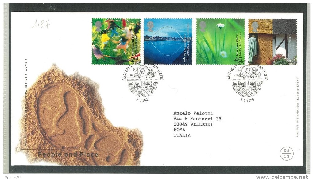 FDC GRAN BRETAGNA - GREAT BRITAIN -  ROYAL MAIL- ANNO 2000  - PEOPLE AND PLACE - GATESHEAD - - 1991-2000 Decimal Issues