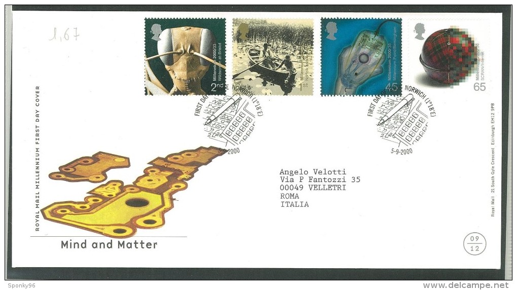 FDC GRAN BRETAGNA - GREAT BRITAIN -  ROYAL MAIL- ANNO 2000  -  MIND AND MATTER - NORWICH - - 1991-2000 Decimal Issues