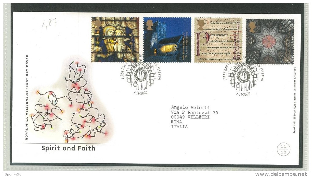 FDC GRAN BRETAGNA - GREAT BRITAIN -  ROYAL MAIL- ANNO 2000  - SPIRIT AND FAITH - DOANTRICK - - 1991-2000 Decimal Issues