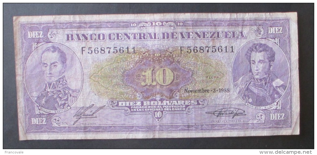 Venezuela 10 Bolivares 3 Novembre 1988 - Venezuela