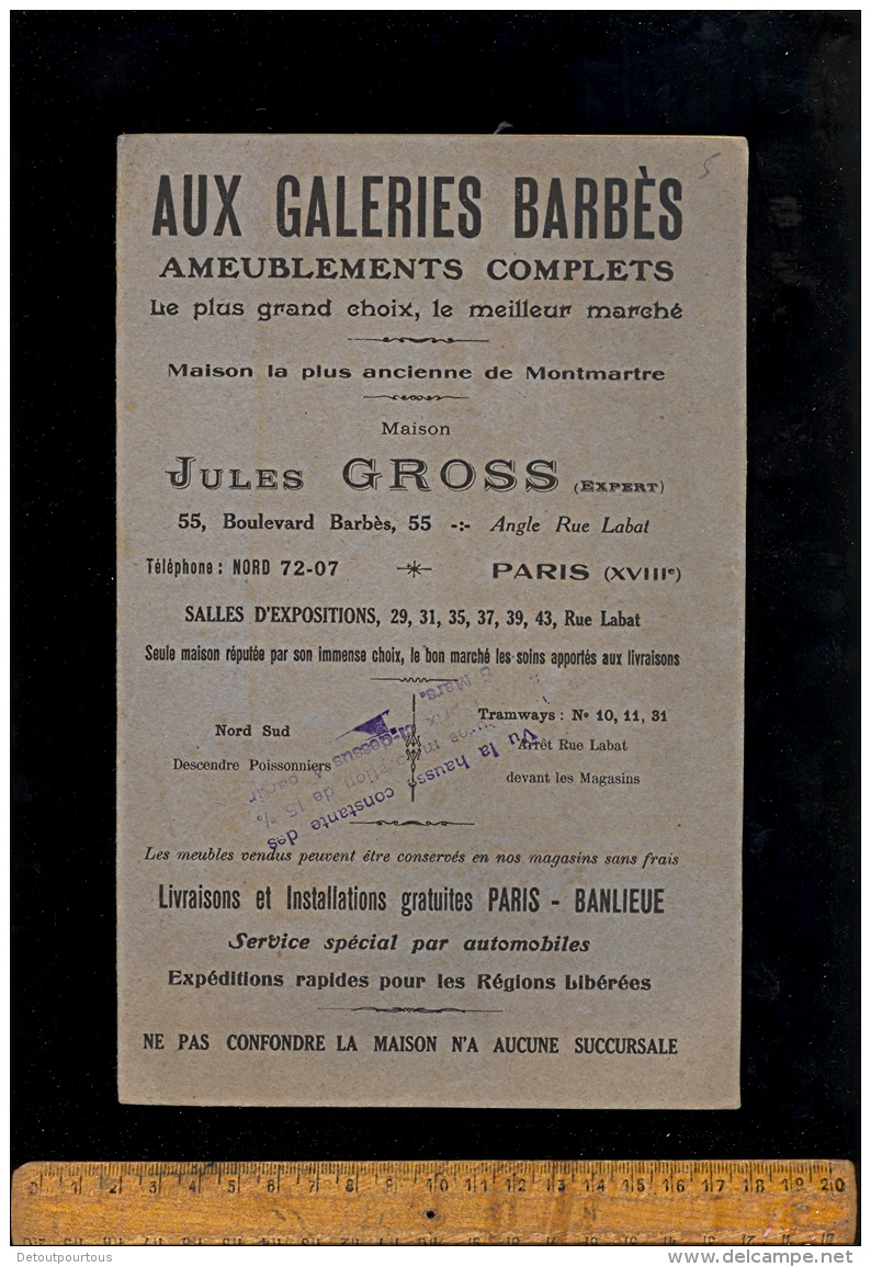 Catalogue Tarif AUX GALERIES BARBES Maison Jules GROS Boulevard Barbès Rue Labat Meubles Mobilier Ameublement Montmartre - 1900 – 1949