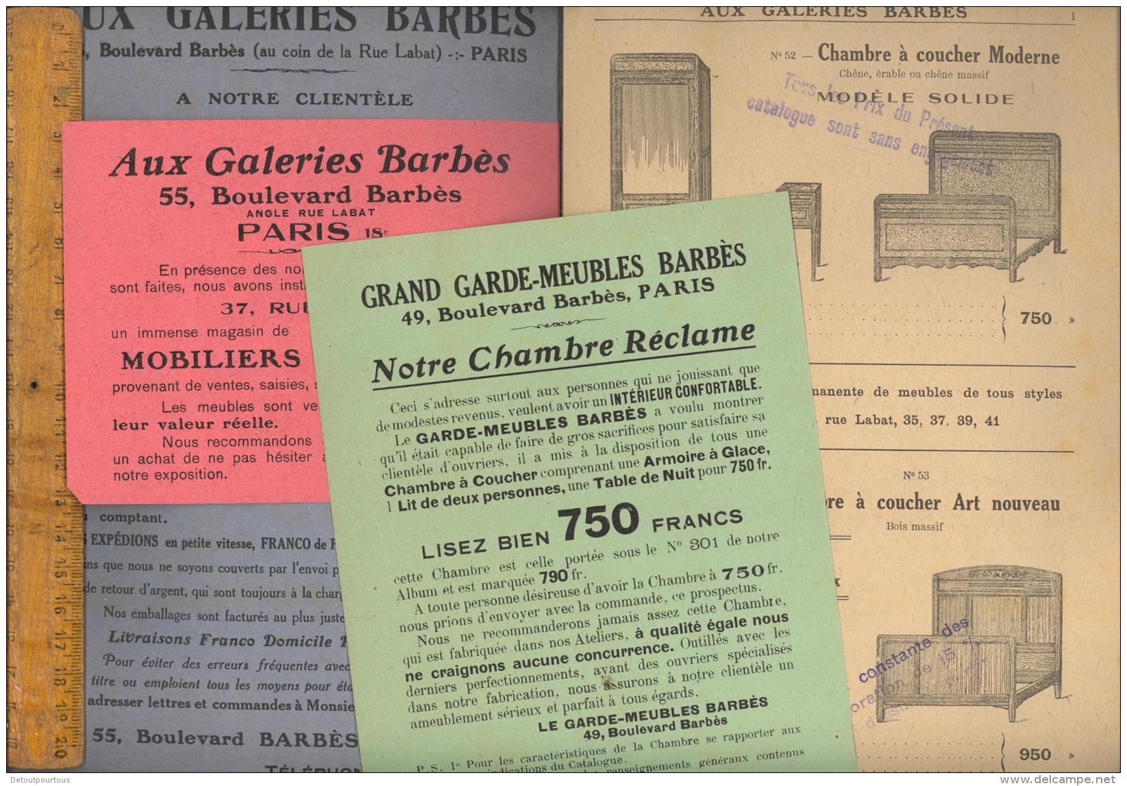 Catalogue Tarif AUX GALERIES BARBES Maison Jules GROS Boulevard Barbès Rue Labat Meubles Mobilier Ameublement Montmartre - 1900 – 1949