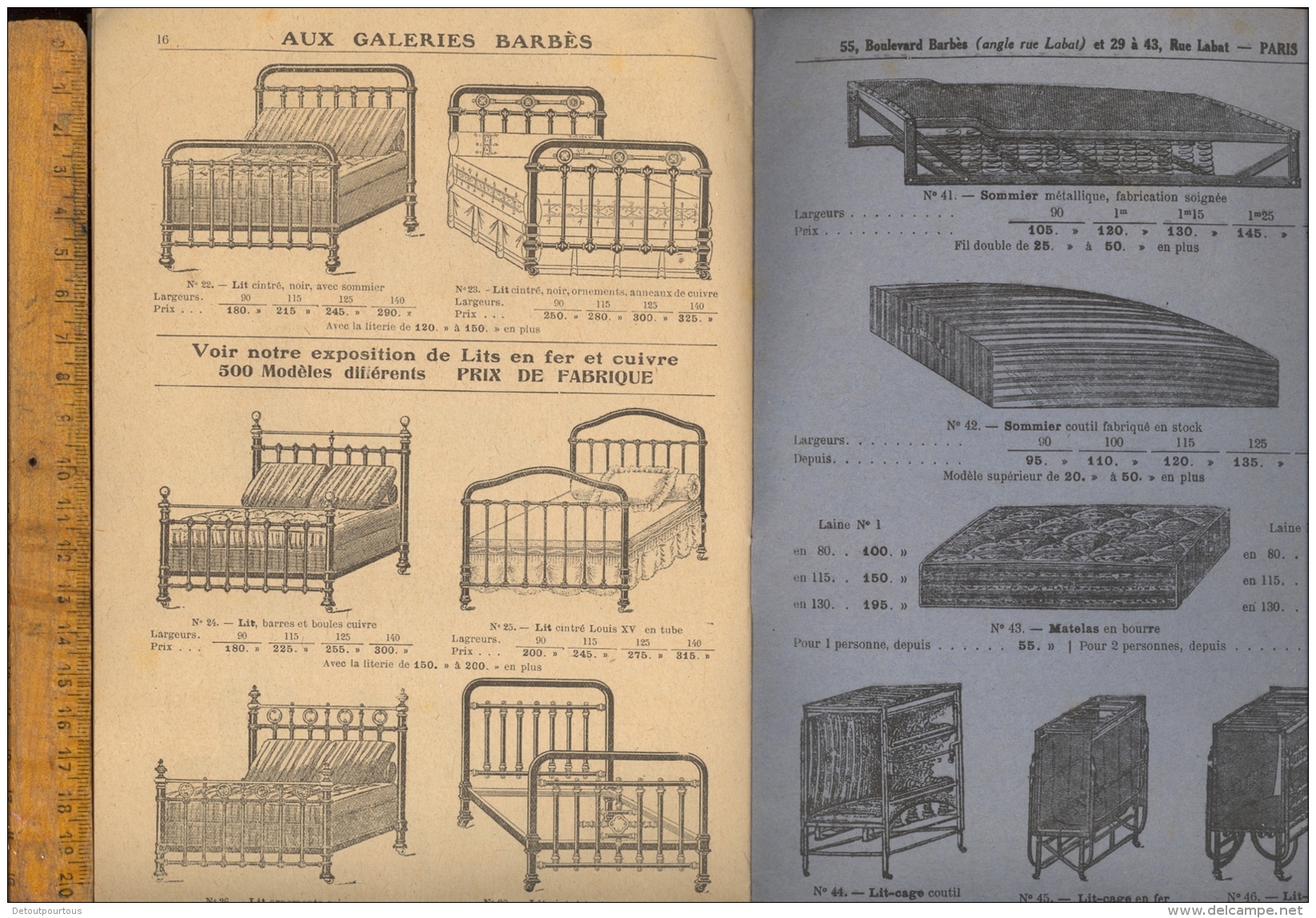 Catalogue Tarif AUX GALERIES BARBES Maison Jules GROS Boulevard Barbès Rue Labat Meubles Mobilier Ameublement Montmartre - 1900 – 1949